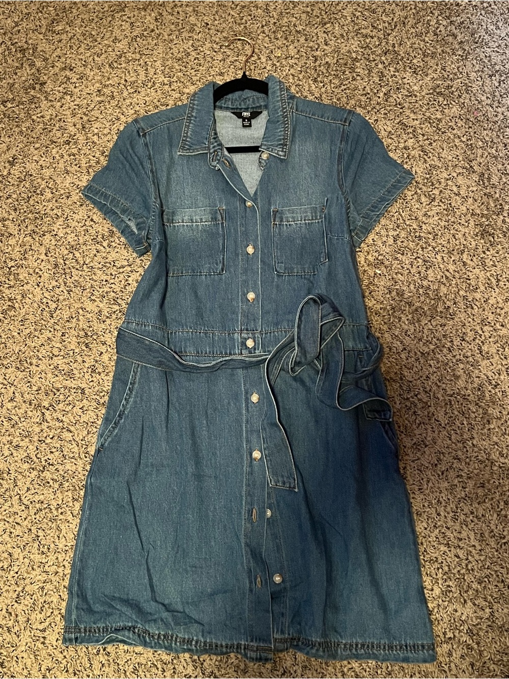 FRYE Denim Dress with Waist Tie - Blue